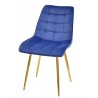 Silla GILDA, metal, dorado, tejido velvet azul (Pack de 6 unidades)