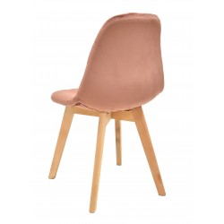 Silla LORENA, madera, tapizada velvet rosa coral (Pack de 4 unidades)