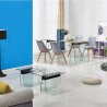 Sillón de oficina ULRIK, fijo, blanco, malla y tejido negro