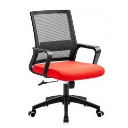 Sillón de oficina GINO (H), malla roja y tejido mesh negro