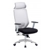 Sillón de oficina FISS NEW, blanco, gas, basculante, malla y tejido naranja