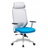 Sillón de oficina FISS NEW, blanco, gas, basculante, malla y tejido naranja