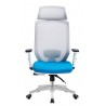 Sillón de oficina FISS NEW, blanco, gas, basculante, malla y tejido naranja