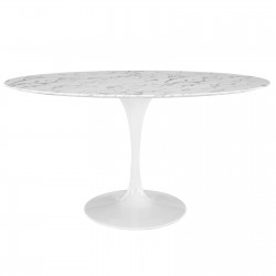 Mesa TUL, oval, fibra de vidrio, mármol blanco 160x90 cms