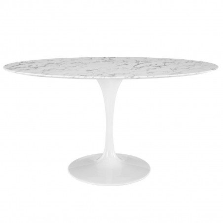 Mesa TUL, oval, fibra de vidrio, mármol blanco 160x90 cms