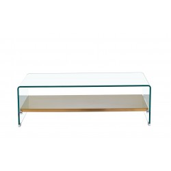 Mesa POITIERS, baja, estante, cristal, 110x55 cms