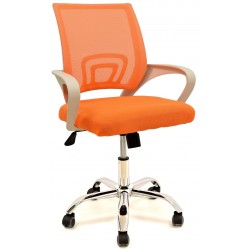 Sillón de oficina FISS NEW, blanco, gas, basculante, malla y tejido naranja