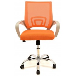 Sillón de oficina FISS NEW, blanco, gas, basculante, malla y tejido naranja