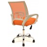 Sillón de oficina FISS NEW, blanco, gas, basculante, malla y tejido naranja