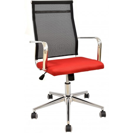 Sillón de oficina SAVONA, blanco, gas, basculante, malla y tejido negro