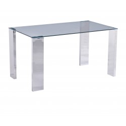 Mesa BETSY, acero inoxidable, cristal templado, 160x90 cms