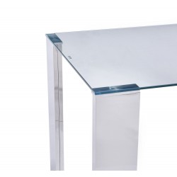 Mesa BETSY, acero inoxidable, cristal templado, 160x90 cms