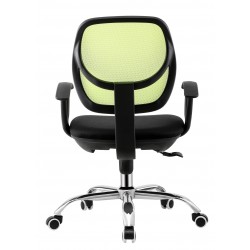 Silla de oficina MIRAFIORI, brazos, malla verde y tejido negro