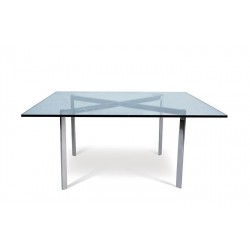 Mesa BCN, baja, acero inoxidable, cristal, 102x102 cms