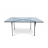 Mesa BCN, baja, acero inoxidable, cristal, 102x102 cms