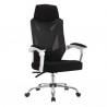 Sillón de oficina GRAZ, blanco, alto, sincro, malla y tejido negro