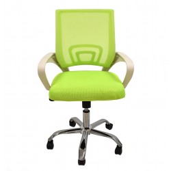 Sillón de oficina FISS NEW (M), blanco, basculante, malla y tejido verde