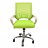 Sillón de oficina FISS NEW (M), blanco, basculante, malla y tejido verde
