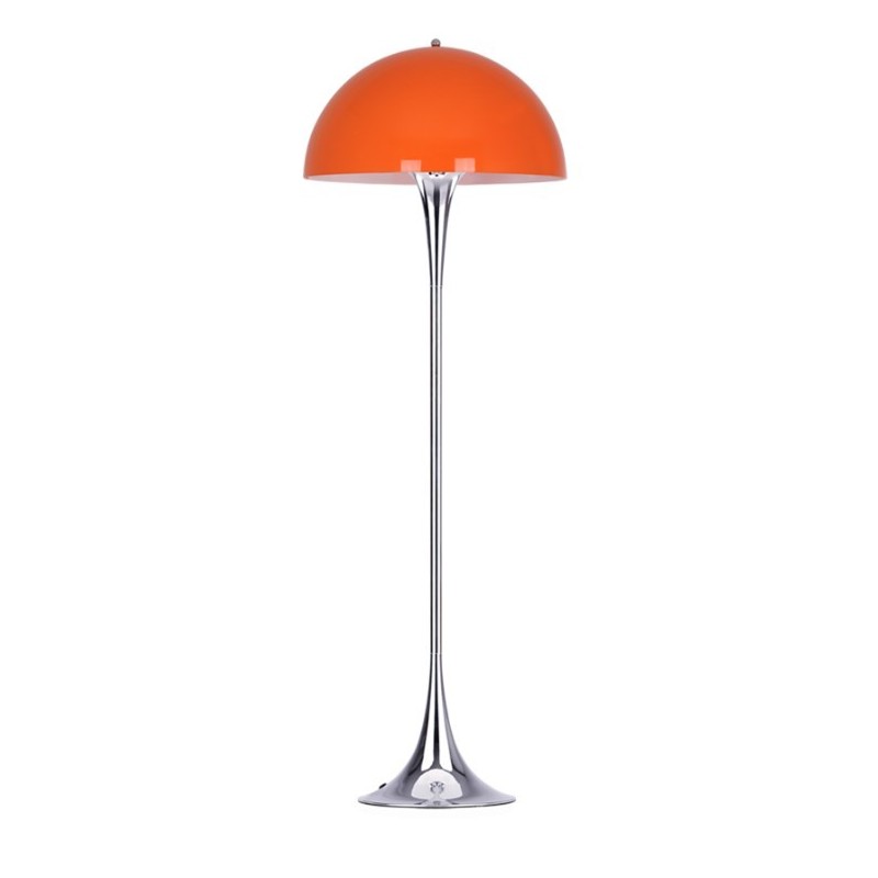 Lámpara VEYPA, de pie, metal, cromada, naranja