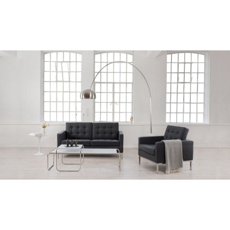Mesa BCN, baja, acero inoxidable, cristal, 102x102 cms