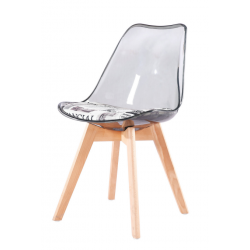 Silla TORRE 4P, madera, transparente, cojín estampado moderno (Pack de 4 unidades)