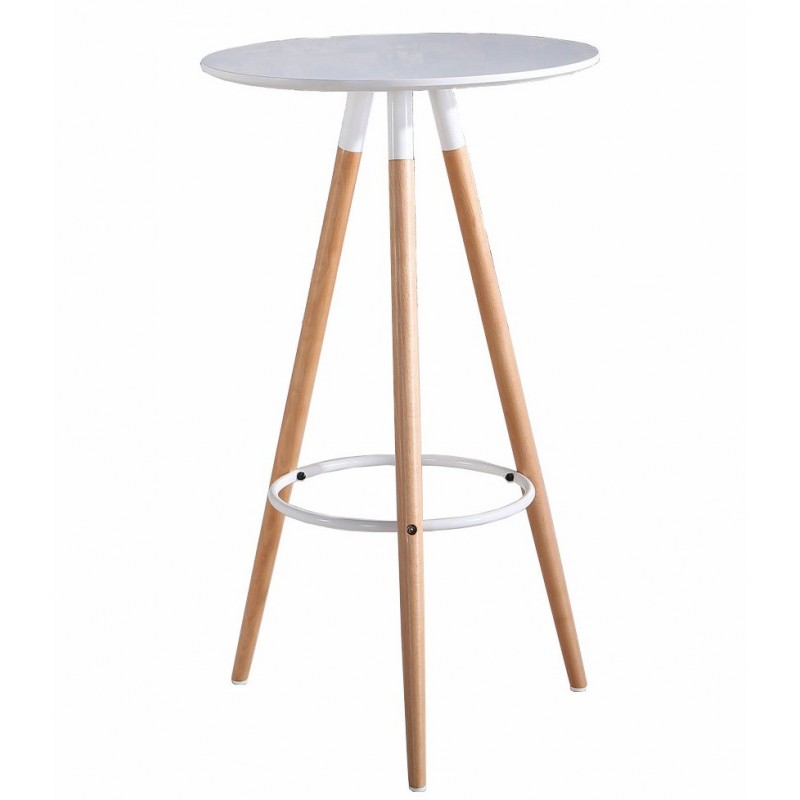 Mesa alta OTILIA NEW, madera, tapa blanca de 60 cms