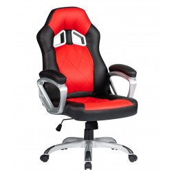 Sillón de oficina RISLEY, blanco, malla gris, tejido rojo