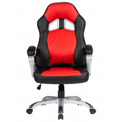 Sillón de oficina CLAYTON, blanco, malla gris, tejido azul claro
