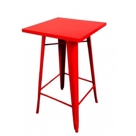 Mesa TOL, alta, acero, roja, 60x60 cms
