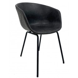 Sillón MISSOURI, metal, similpiel negra (Pack de 2 unidades)