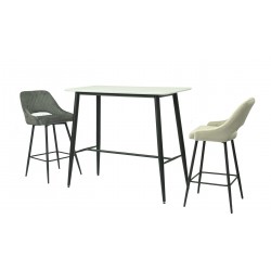 Mesa alta NITRA, metal, tapa blanca, 120 x 60 cms