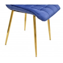 Silla GILDA, metal, dorado, tejido velvet azul (Pack de 6 unidades)