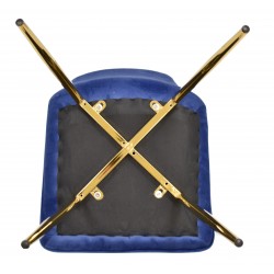 Silla GILDA, metal, dorado, tejido velvet azul (Pack de 6 unidades)