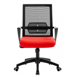 Sillón de oficina RISLEY, negro, malla negra, tejido rojo