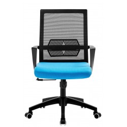 Sillón de oficina RISLEY, negro, malla negra, tejido azul claro