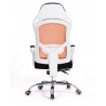 Sillón de oficina LINZ, blanco, alto, sincro, malla naranja, tejido negro