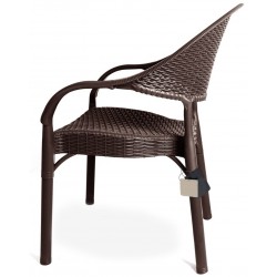 Sillón TORREMOLINOS, apilable, patas metálicas, polipropileno marrón chocolate (Pack de 4 unidades)