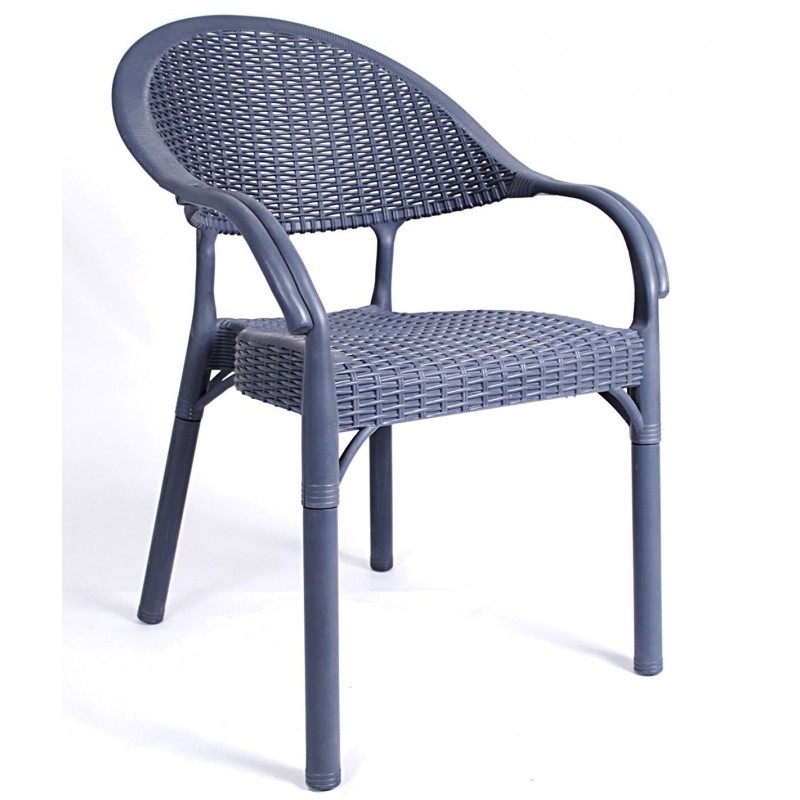 Sillón TORREMOLINOS, apilable, polipropileno gris oscuro (Pack de 4 unidades)