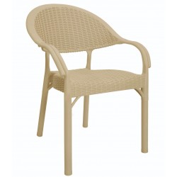 Sillón TORREMOLINOS, apilable, patas metálicas, polipropileno capuccino (Pack de 4...