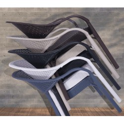 Sillón TORREMOLINOS, apilable, patas metálicas, polipropileno capuccino (Pack de 4 unidades)