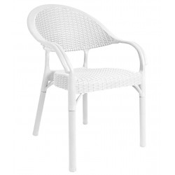 Sillón TORREMOLINOS, apilable, patas metálicas, polipropileno blanco (Pack de 4 unidades)