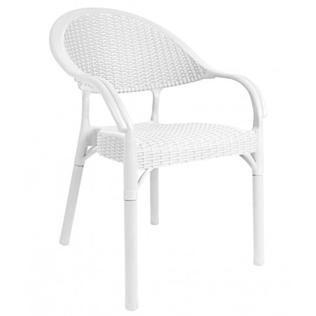 Sillón TORREMOLINOS, apilable, patas metálicas, polipropileno blanco (Pack de 4 unidades)
