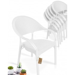 Sillón TORREMOLINOS, apilable, patas metálicas, polipropileno blanco (Pack de 4 unidades)