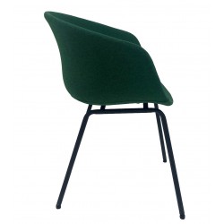 Sillón KIEL, metal, tapizado tejido verde (Pack de 2 unidades)