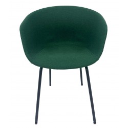 Sillón KIEL, metal, tapizado tejido verde (Pack de 2 unidades)