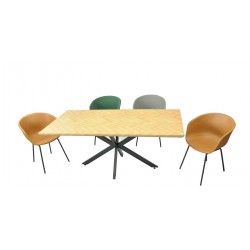 Mesa SORRENTO 180, metal, negro, tapa decor,180 x 90 cms