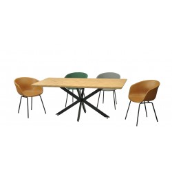 Mesa SORRENTO 180, metal, negro, tapa decor,180 x 90 cms