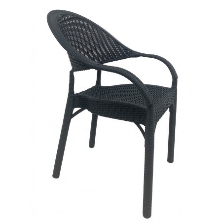 Sillón RICK, apilable, polipropileno antracita (Pack de 4 unidades)