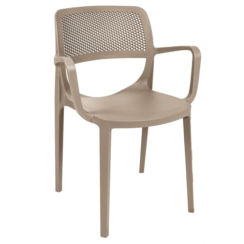 Sillón VERDI, apilable, polipropileno capuchino (Pack de 4 unidades)