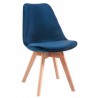 Silla TORRE VELVET, madera, carcasa y cojín velvet azul (Pack de 4 unidades)